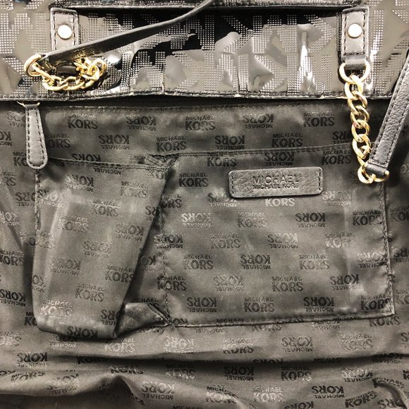 MICHAEL KORS Jet Set Chain Tote MK Signature Black Mirror Metallic - Picture 10 of 16